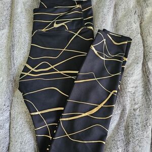 Nike Black and Gold Dri-FIT Leggings